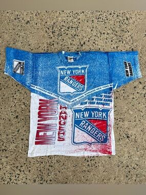 VTG New York Rangers Hockey NHL AOP Shirt 1990's Magic Johnson T's Rare XL